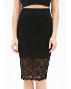 Forever 21 Floral Lace Pencil Skirt - Lyst