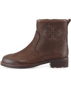 Tory Burch Simone Leather Logo Bootie - Lyst