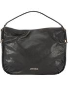 Jimmy Choo Smooth Black Leather And Snakeskin 'Zoe' Hobo Bag - Lyst