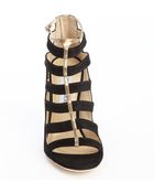 Jimmy Choo Black And Gold Suede Strappy '144 Fathom' Pumps - Lyst