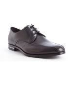 Prada Black Leather Lace Up Oxfords - Lyst