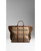Burberry Large Horseferry Check and Suede Tote Bag - Lyst