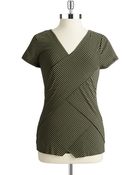 Vince Camuto Petite Striped Fold Over Tee - Lyst