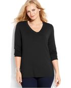 Inc International Concepts Plus Size Long-Sleeve V-Neck Top - Lyst
