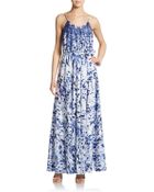 Catherine Catherine Malandrino Printed Tie-Waist Maxi Dress - Lyst