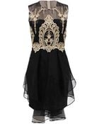 Notte By Marchesa Sleeveless Gold Lace Cocktail Dress - Lyst
