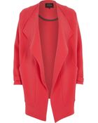 River Island Red Draped Waterfall Coat - Lyst