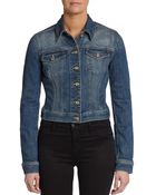 French Connection Fitted Cropped Denim Jacket - Lyst
