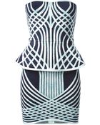 Hervé Léger 'Annette' Printed Peplum Dress - Lyst