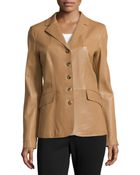 ESCADA Five-Button Leather Peplum Jacket - Lyst