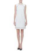 Escada Dot-Cutout Leather Dress - Lyst