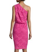 Monique Lhuillier One-Shoulder Lace Dress - Lyst