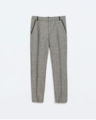 Zara Trousers With Faux Leather Piping - Lyst