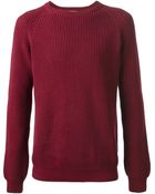Ami Ribbed Knit Cotton Sweater - Lyst