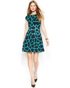 Michael Kors Michael Petite Animal-Print Fit & Flare Dress - Lyst