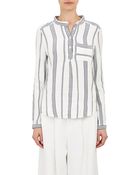 Sea Mixed-Stripe Slub-Weave Henley Shirt - Lyst