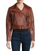 Donna Karan New York Burnished Lambskin Leather Crop Jacket - Lyst
