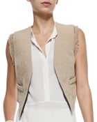 Brunello Cucinelli Open-Front Jute Vest W/ Fringe - Lyst