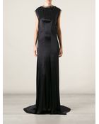 Lanvin Sheer Trim Evening Dress - Lyst