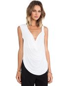 Halston Heritage Asymmetric Sleeve Drape Front Top - Lyst
