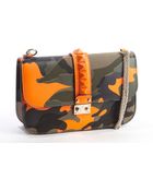 Valentino Orange And Military Green Leather Camouflage Print Studded Detail Shoulder Bag - Lyst