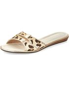 Jacques Levine Evie Leopard-Print Satin Slide Sandal - Lyst
