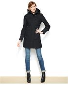DKNY Petite Hooded Wool-Blend Empire-Waist Coat - Lyst