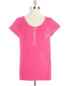 Kensie Seasonal Keepers Short Sleeve Henley Tee - Lyst