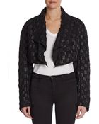 Donna Karan New York Cropped Leather/Silk Bolero - Lyst