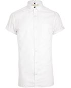 River Island White Short Sleeve Oxford Shirt - Lyst