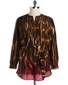 Calvin Klein Plus Belted Striped Tunic Top - Lyst