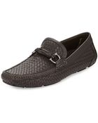 Ferragamo Round Woven Leather Driver - Lyst