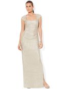 Lauren by Ralph Lauren Cap Sleeved Metallic Gown - Lyst