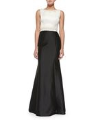Theia Sleeveless Beaded-waist Colorblock Gown - Lyst