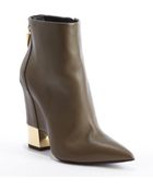 Giuseppe Zanotti Truffle Leather Goldtone Heel Zipper Detail Ankle Boots - Lyst