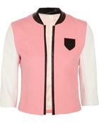 Karl Lagerfeld Sienna Tweed and Faux Leather Blazer - Lyst