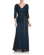Tadashi Shoji Double Vneck Lace Gown - Lyst