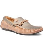 Steve Madden Alffa Leather And Canvas Moc-Toe Loafers - Lyst