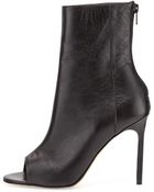 Manolo Blahnik Basketta Peep-Toe Bootie - Lyst