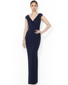 Lauren by Ralph Lauren Capsleeve Sequinedmesh Gown - Lyst