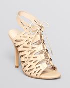 Pour La Victoire Open Toe Lace Up Sandals - Yermark High Heel - Lyst
