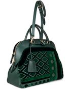 Burberry Prorsum Velvet And Leather Bowling Bag - Lyst