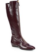Tod's Leather Front Zip Knee-High Boots - Lyst