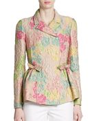 Valentino Double-Breasted Jacquard Peplum Jacket - Lyst