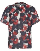 Reiss Ginette Floral-Print Collared Top - Lyst