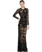 Elie Saab Cotton Blend Lace Dress With - Lyst