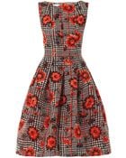 Oscar de la Renta Houndstooth and Flower Silkjacquard Dress - Lyst