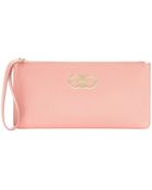 Ferragamo Textured-Leather Clutch - Lyst
