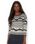 Lauren by Ralph Lauren Petite Geometric Boatneck Sweater - Lyst
