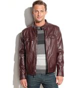Kenneth Cole Four-Pocket Faux Leather Moto - Lyst